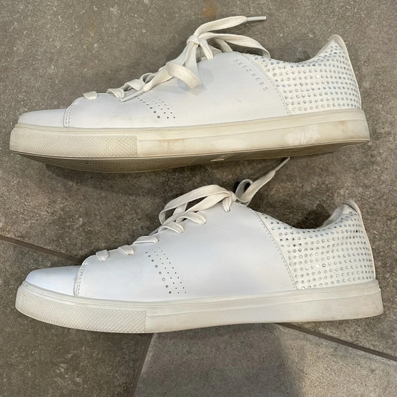 Skechers Womens Moda - Back Lit Smooth white rhinestone sneakers size 8.5 - Picture 3 of 6